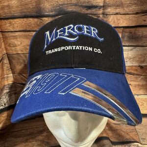 Mercer Transportation Hat Cap Adjustable H & L Strap Blue Black  Silver Logo